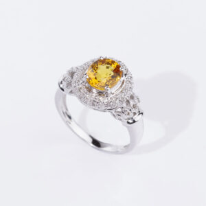 黃寶石18K金鑲鑽戒指