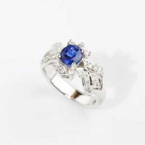 藍寶石18K金鑲鑽男戒指